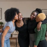 How long does it take to become best friends: four women sharing a joyful moment together at home